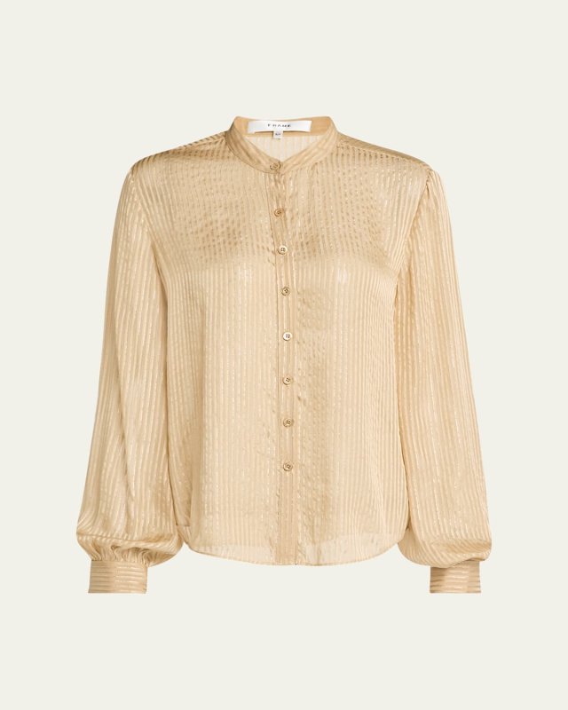 Stripe Button-Front Blouse